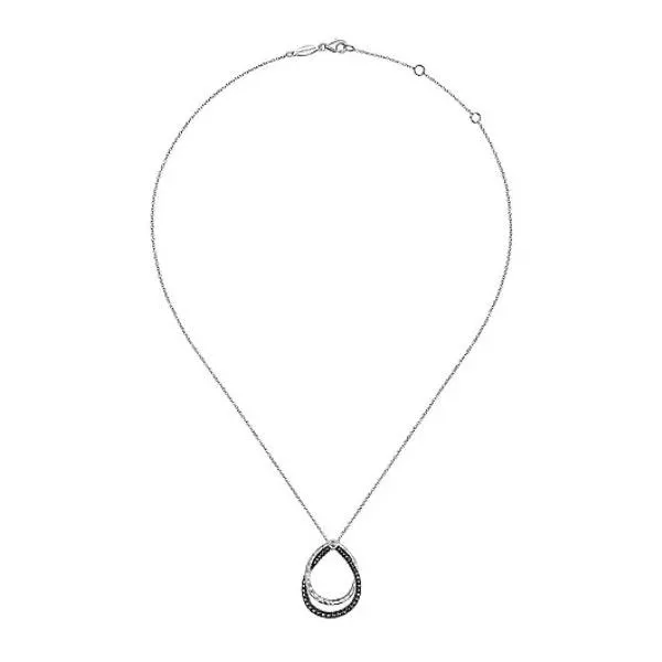 Gabriel & Co. Sterling Silver Double Teardrop Black Spinel Pendant Necklace Image 2 Saxons Fine Jewelers Bend, OR