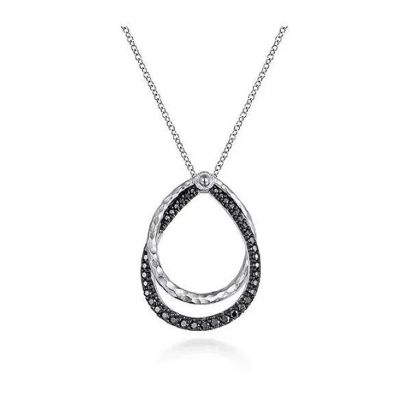 Gabriel & Co. Sterling Silver Double Teardrop Black Spinel Pendant Necklace Saxons Fine Jewelers Bend, OR