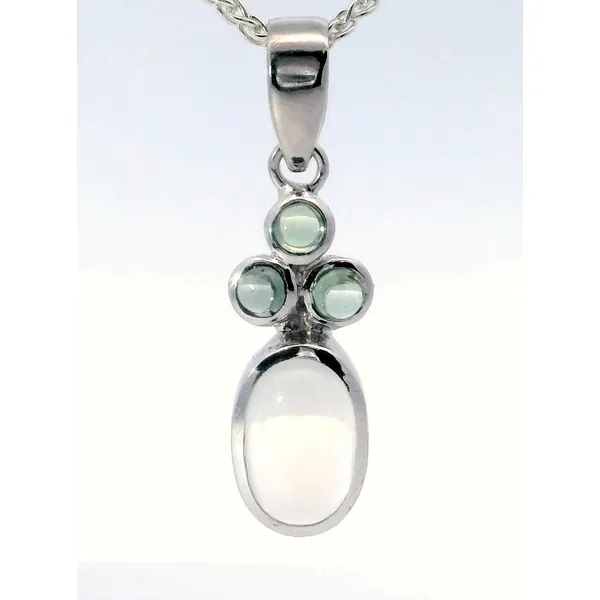 Sterling Silver Oval Moonstone Green Sapphire Pendant Saxons Fine Jewelers Bend, OR