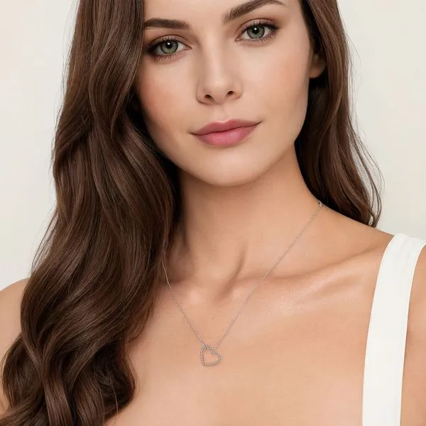 Gabriel & Co. Sterling Silver Bujukan Heart Diamond Pendant Image 3 Saxons Fine Jewelers Bend, OR