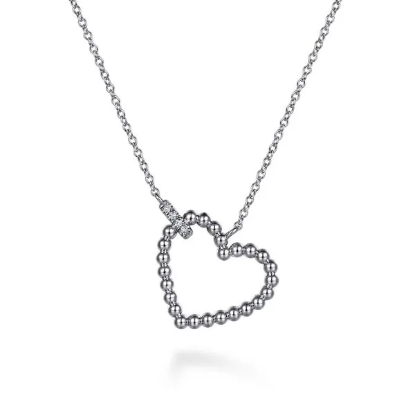 Gabriel & Co. Sterling Silver Bujukan Heart Diamond Pendant Saxons Fine Jewelers Bend, OR