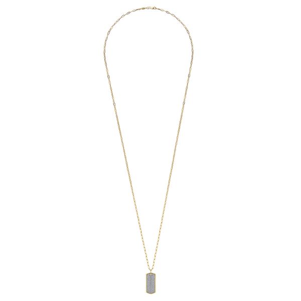 Gabriel & Co.14K Yellow Gold  Diamond Pave Dog Tag Hollow Chain Image 2 Saxons Fine Jewelers Bend, OR