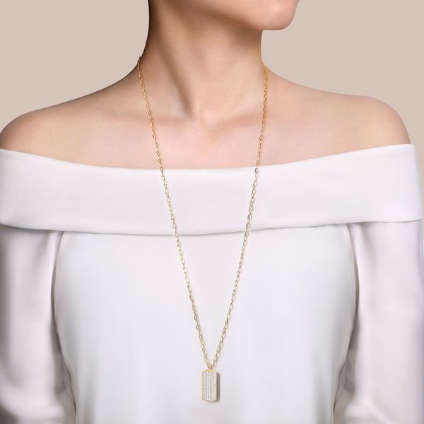 Gabriel & Co.14K Yellow Gold  Diamond Pave Dog Tag Hollow Chain Image 3 Saxons Fine Jewelers Bend, OR