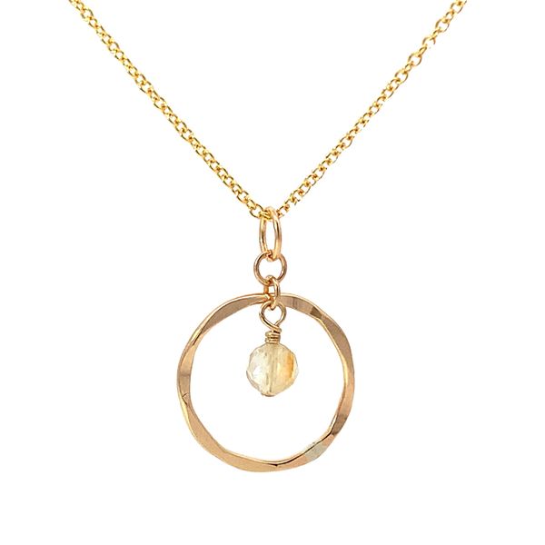 Gold Filled Citrine Dangle Hammered Hoop Necklace Saxons Fine Jewelers Bend, OR