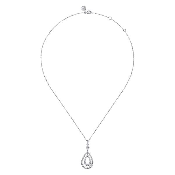 Gabriel & Co.Sterling Silver White Sapphire Bujukan Teardrop Pendant Image 2 Saxons Fine Jewelers Bend, OR