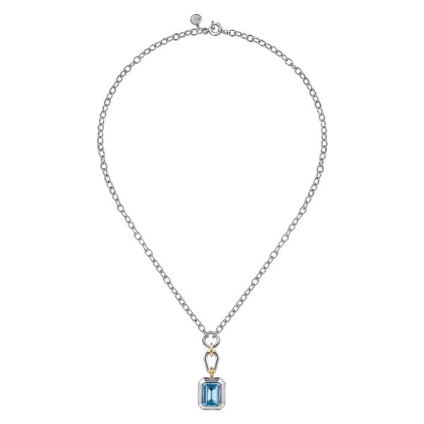 Gabriel & Co.14K Yellow Gold & Sterling Silver Blue Topaz Pendant Necklace Image 2 Saxons Fine Jewelers Bend, OR