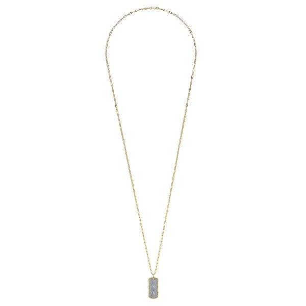 Gabriel & Co.14K Yellow Gold  Diamond Pave Dog Tag Hollow Chain Image 2 Saxons Fine Jewelers Bend, OR