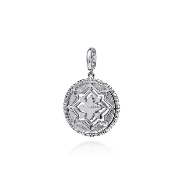 Gabriel & Co. Sterling Silver Blue Topaz White Sapphire Bujukan Medallion Pendant Image 2 Saxons Fine Jewelers Bend, OR
