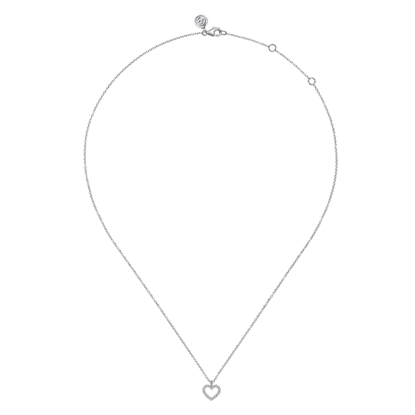 Gabriel & Co. Sterling Silver Bujukan White Sapphire Heart Pendant Image 2 Saxons Fine Jewelers Bend, OR