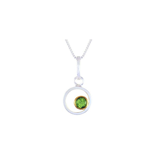22 Karat Sterling Silver Vermeil Circle Peridot Pendant Necklace Saxons Fine Jewelers Bend, OR