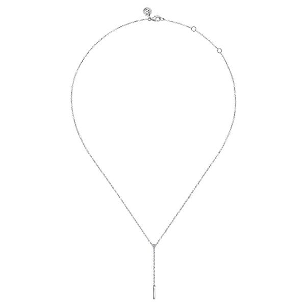Gabriel & Co. Sterling Silver Diamond Y Necklace Image 2 Saxons Fine Jewelers Bend, OR
