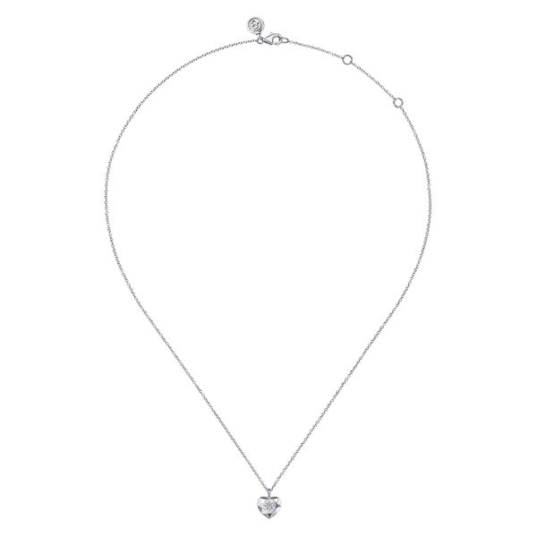 Gabriel & Co. Sterling Silver Diamond Cut Heart Pendant Image 2 Saxons Fine Jewelers Bend, OR
