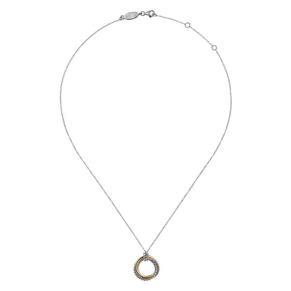 Gabriel & Co. Sterling Silver/14 Karat Yellow Gold Bujukan Twisted Rope Pendant Necklace Image 2 Saxons Fine Jewelers Bend, OR