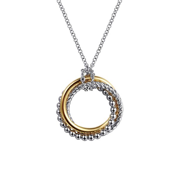 Gabriel & Co. Sterling Silver/14 Karat Yellow Gold Bujukan Twisted Rope Pendant Necklace Saxons Fine Jewelers Bend, OR