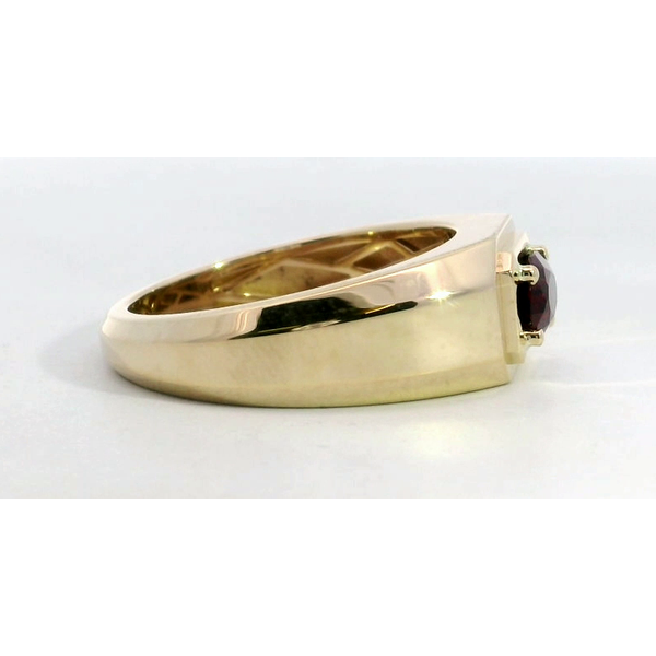 Men’s 14K Yellow Gold Oval Garnet Sandblast Finish Band Ring .88ct Size 10 Image 2 Saxons Fine Jewelers Bend, OR