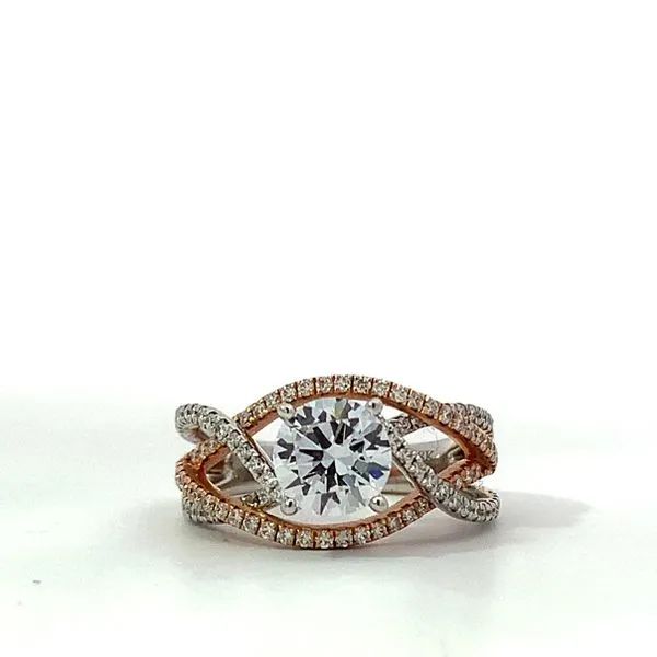 Simon G. 18 Karat White Gold/Rose Gold Diamond Twist Semi-Mount Ring Saxons Fine Jewelers Bend, OR