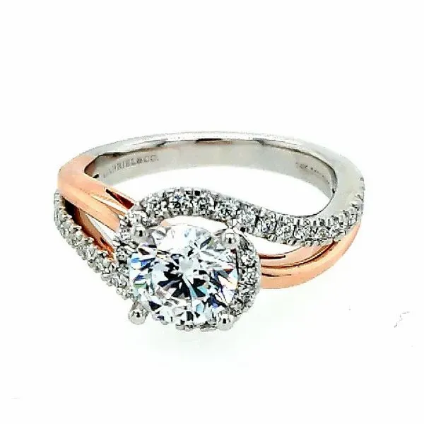 14K White-Rose Gold Round Halo Diamond Engagement Semi Mount Ring (0.29ct) Saxons Fine Jewelers Bend, OR