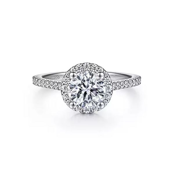 Gabriel & Co. 14K White Gold Round Halo Diamond Engagement Semi Mount Ring Saxons Fine Jewelers Bend, OR