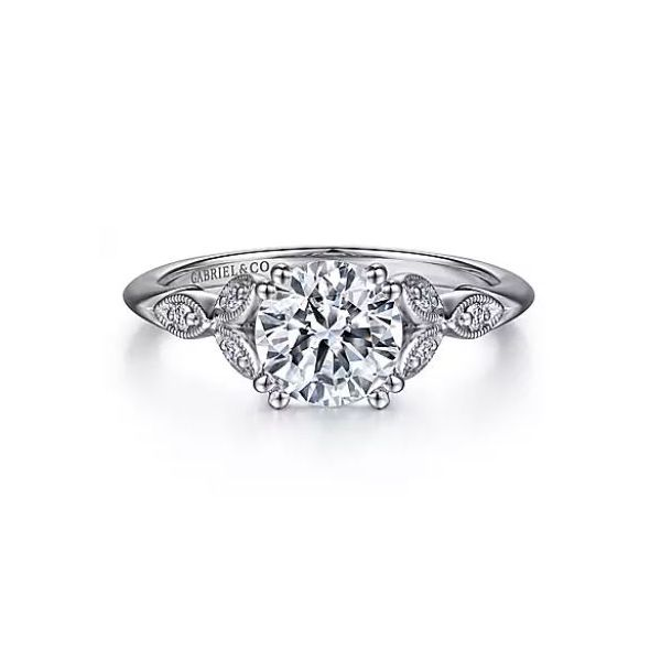 Gabriel & Co.14K White Gold Round Diamond Engagement Semi Mount Ring (0.07ct) Saxons Fine Jewelers Bend, OR