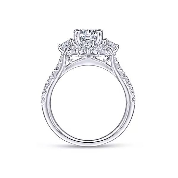 Gabriel & Co Unique 14K White Gold Halo Diamond Engagement Semi Mount Ring (1.02ct) Image 2 Saxons Fine Jewelers Bend, OR