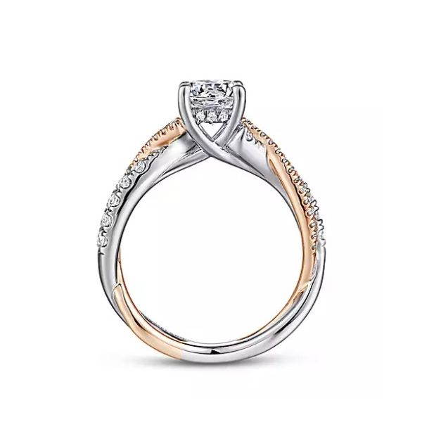 Gabriel & Co. 14K White-Rose Gold Round Diamond Twisted Engagement Semi Mount Ring (0.40ct) Image 2 Saxons Fine Jewelers Bend, OR