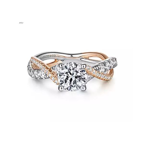 Gabriel & Co. 14K White-Rose Gold Round Diamond Twisted Engagement Semi Mount Ring (0.40ct) Saxons Fine Jewelers Bend, OR