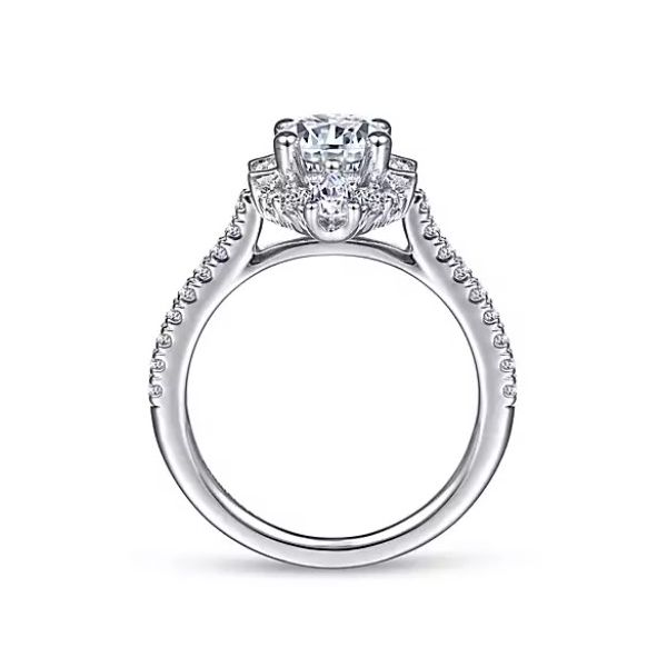 Gabriel & Co Unique 14K White Gold Art Deco Halo Diamond Engagement Semi Mount Ring (0.68ct) Image 2 Saxons Fine Jewelers Bend, OR