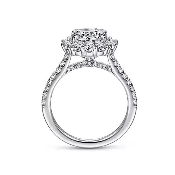 Gabriel & Co 14K White Gold Round Halo Diamond Engagement Semi Mount Ring (1.04ct) Image 2 Saxons Fine Jewelers Bend, OR