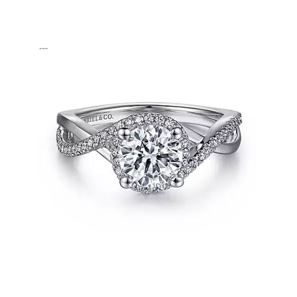 14K White Gold Round Halo Diamond Engagement Semi Mount Ring (0.23ct) Saxons Fine Jewelers Bend, OR