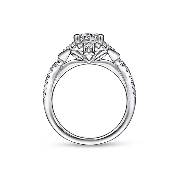 Gabriel & Co. Unique 14K White Gold Vintage Inspired Halo Diamond Engagement Semi Mount Ring (0.34ct) Image 2 Saxons Fine Jewelers Bend, OR