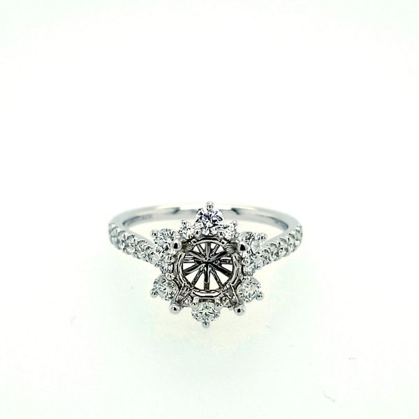 White Gold and Diamond Halo Semi-Mount Ring Saxons Fine Jewelers Bend, OR