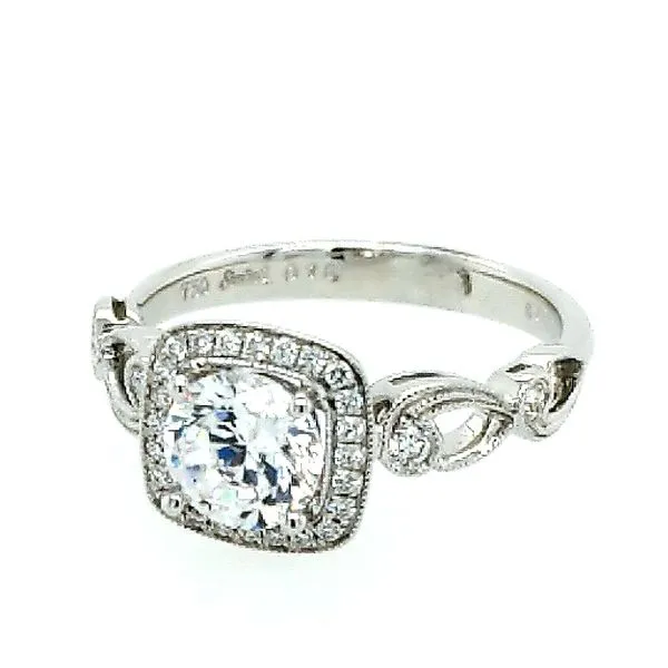 Simon G. 18 Karat White Gold Diamond Square Halo Semi-Mount Ring Saxons Fine Jewelers Bend, OR