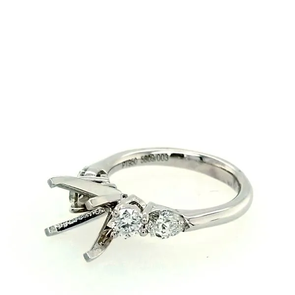 Platinum Diamond Pear and Round Semi-Mount Ring Saxons Fine Jewelers Bend, OR