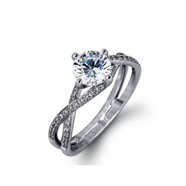 18 Karat White Gold Diamond Twist Semi-Mount Ring Saxons Fine