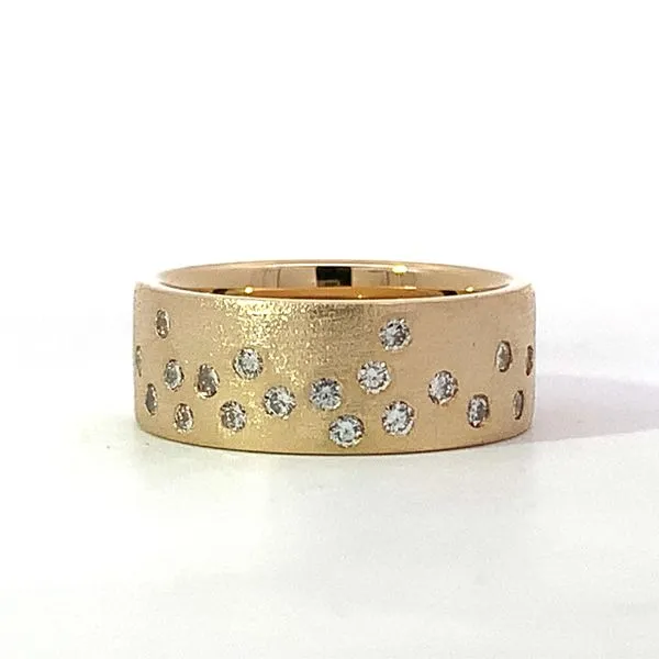 14 Karat Yellow Gold Diamond Scattered Wide Band Saxons Fine Jewelers Bend, OR