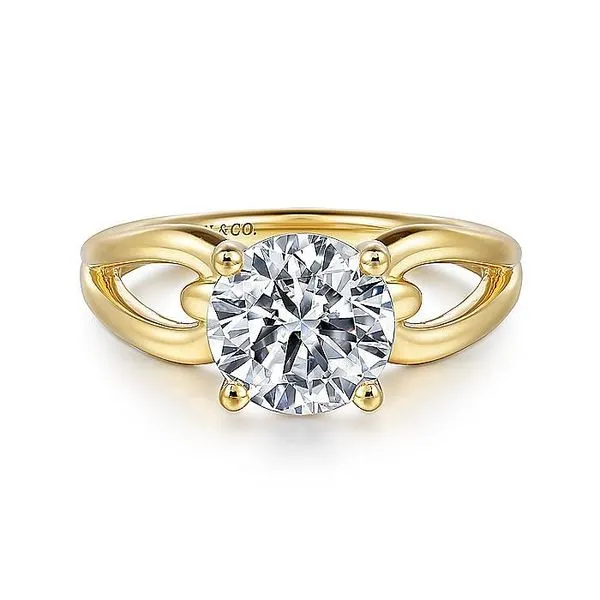 Gabriel & Co. 14 Karat Yellow Gold Diamond Split Shank Solitaire Semi-Mount Ring Saxons Fine Jewelers Bend, OR