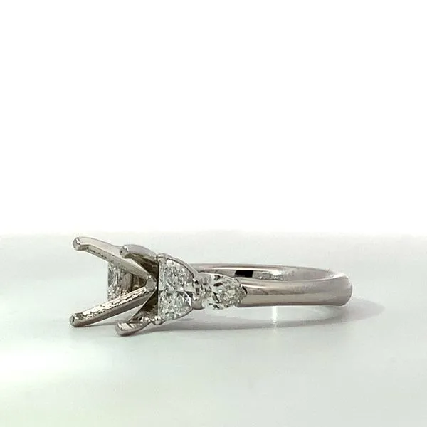 Platinum Diamond Half Moon Pear Semi-Mount Ring