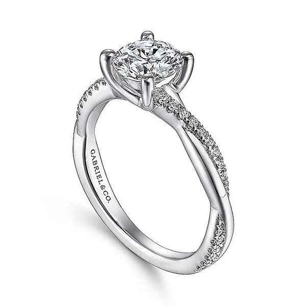 Gabriel & Co. 14 Karat White Gold Diamond Twisted Shank Semi-Mount Ring Image 3 Saxons Fine Jewelers Bend, OR