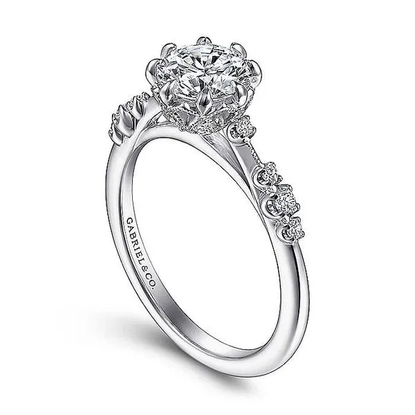 Gabriel & Co. 14 Karat White Gold Diamond Starlight Collection Semi-Mount Ring Image 3 Saxons Fine Jewelers Bend, OR