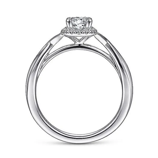 Gabriel & Co. 14 Karat White Gold Diamond Halo Split Shank Semi-Mount Ring Image 2 Saxons Fine Jewelers Bend, OR