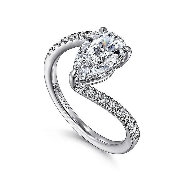 Gabriel & Co. 14 Karat White Gold Pear Cut Diamond Bypass Semi-Mount Ring Image 2 Saxons Fine Jewelers Bend, OR