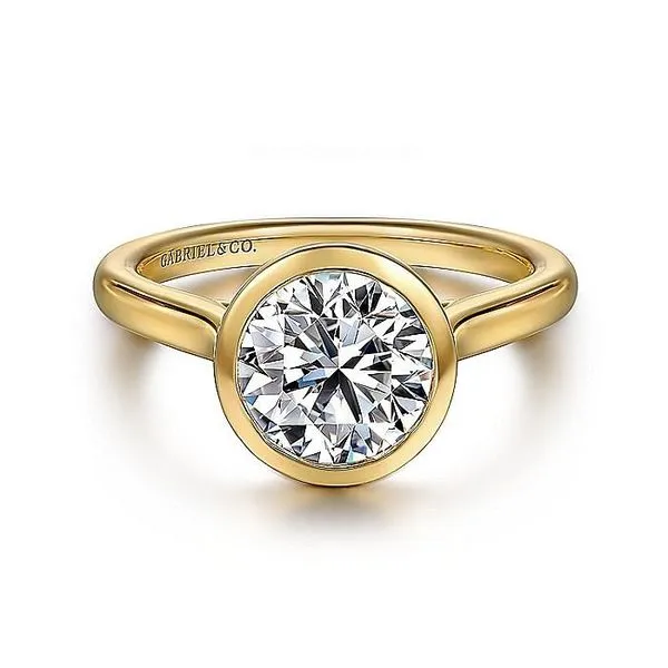 Gabriel & Co. 14 Karat Yellow Gold Classic Bezel Set Semi-Mount Ring Saxons Fine Jewelers Bend, OR