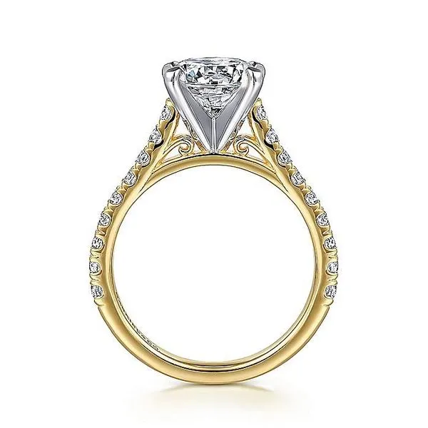 Gabriel & Co. 14 Karat Yellow Gold/White Gold Diamond Classic Semi-Mount Ring Image 2 Saxons Fine Jewelers Bend, OR