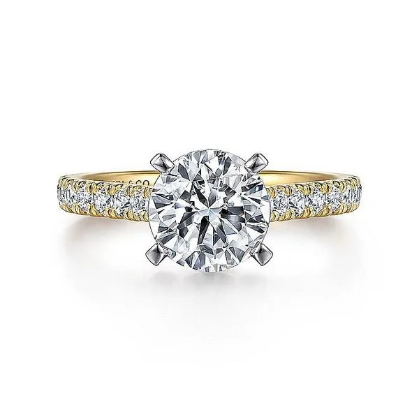 Gabriel & Co. 14 Karat Yellow Gold/White Gold Diamond Classic Semi-Mount Ring Saxons Fine Jewelers Bend, OR