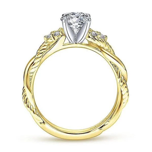 Gabriel & Co. 14 Karat White Gold/Yellow Gold Diamond Hampton Twisted Shank Semi-Mount Ring Image 2 Saxons Fine Jewelers Bend, OR