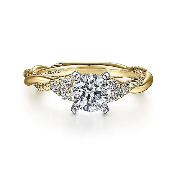 Gabriel & Co. 14 Karat White Gold/Yellow Gold Diamond Hampton Twisted Shank Semi-Mount Ring Saxons Fine Jewelers Bend, OR