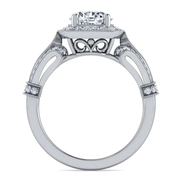 Gabriel & Co. 14 Karat White Gold Diamond Victorian Square Halo Semi-Mount Ring Image 2 Saxons Fine Jewelers Bend, OR