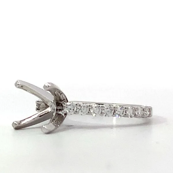 18 Karat White Gold Diamond Classic Semi-Mount Ring