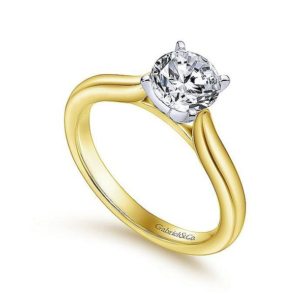 14 Karat White Gold/Yellow Gold Diamond 4 Prong Solitaire Semi-Mount Ring Image 3 Saxons Fine Jewelers Bend, OR