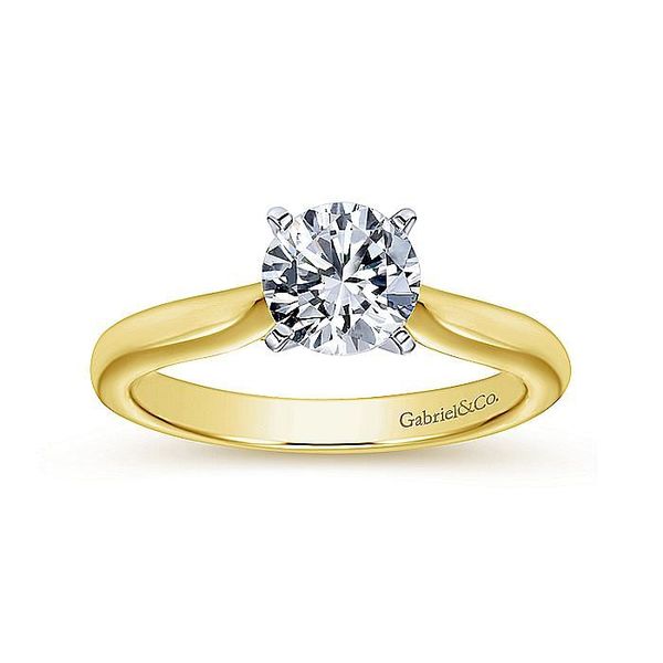 14 Karat White Gold/Yellow Gold Diamond 4 Prong Solitaire Semi-Mount Ring Saxons Fine Jewelers Bend, OR